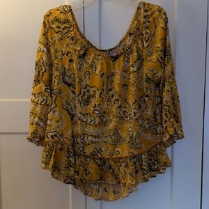 Floral Yellow Women's BOHO Top
